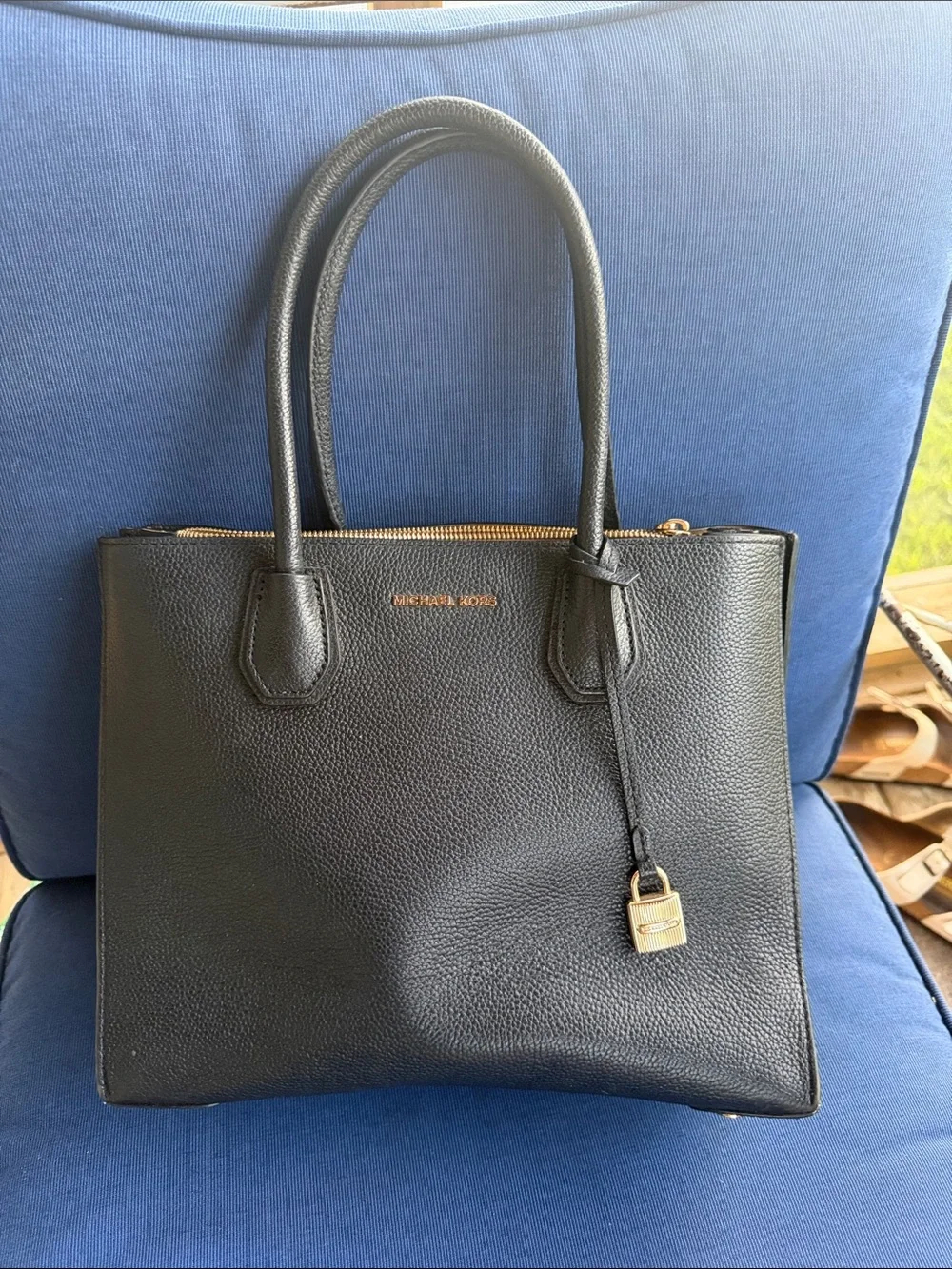 Michael Kors Black Tote with Gold Accents